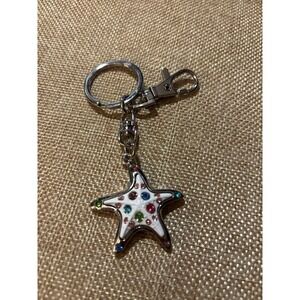 Starfish Keychain Bag Charm Purple with crystals